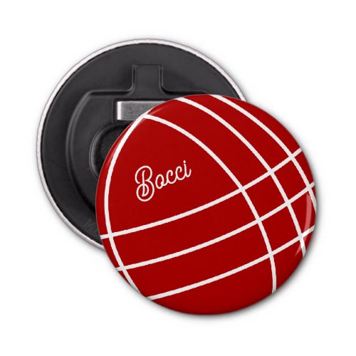 Red bocci ball custom bottle opener magnet