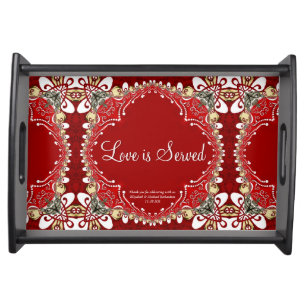 Red Bohemian Batik Wedding Serving Tray