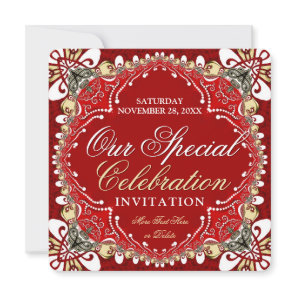 Red Bohemian Special Celebration Party Invitation