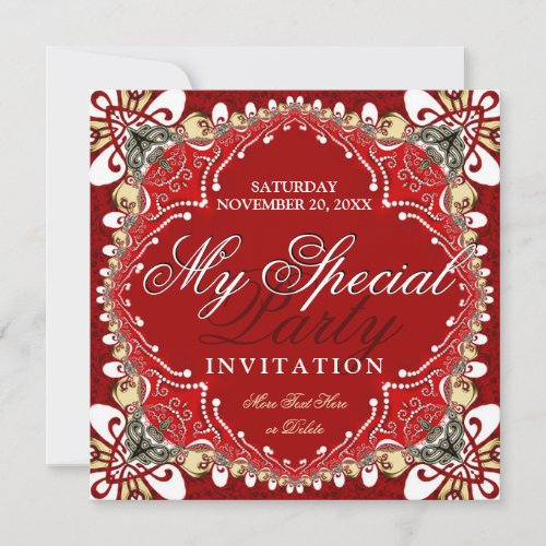 Red Bohemian Special Party Invitation