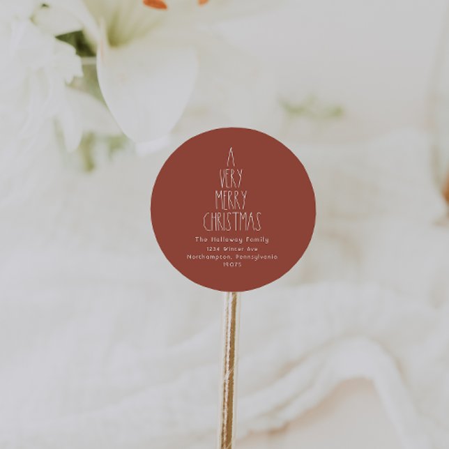 Red Boho A Very Merry Christmas Envelope Seals (Creator Uploaded)