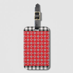 Red Boho Bandana Print Luggage Tag