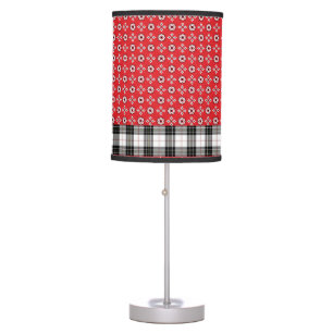 Red Boho Bandana Print Table Lamp