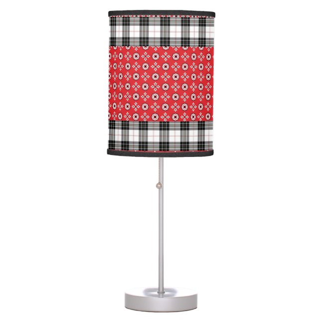 Red Boho Bandana Print  Table Lamp (Front)