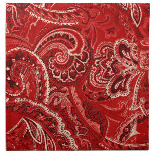 Red Boho Chic Retro Hippy Paisley Bandanna Napkin