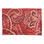 Red Boho Chic Retro Hippy Paisley Bandanna Pillow Case