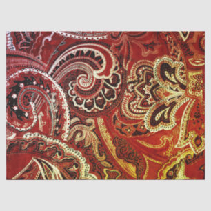 Red Boho Chic Retro Hippy Paisley Bandanna Tissue Paper
