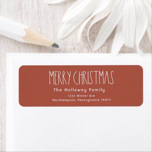 Red Boho Christmas Return Address Envelope Label