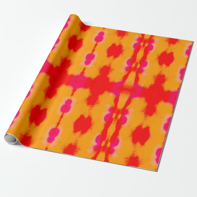 Red Boho fashion. Persian Carpet. Watercolor Layer Wrapping Paper (Unrolled)