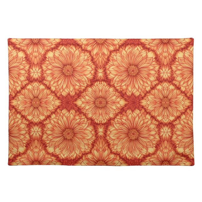 RED BOHO FLORAL PATTERN CLOTH PLACEMAT (Front)