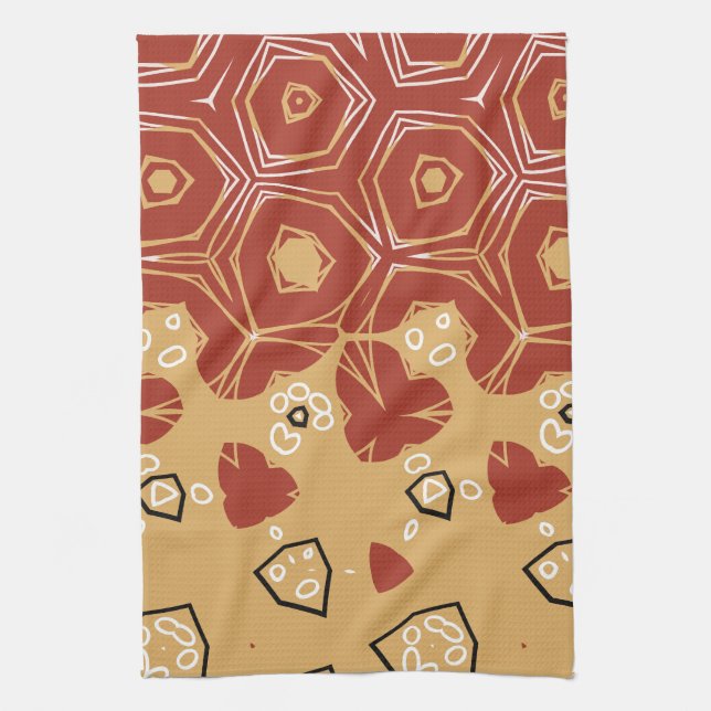 Red Boho Geometric Abstract 2 Kitchen Towel (Vertical)