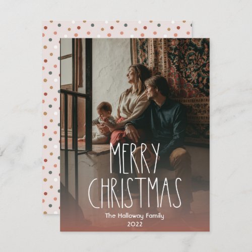 Red Boho Polka Dot Christmas Full Vertical Photo Holiday Card