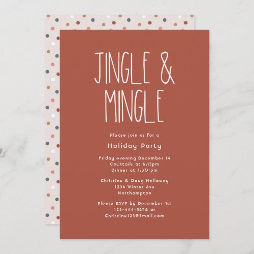 Red Boho Polka Dot Christmas Jingle and Mingle Invitation