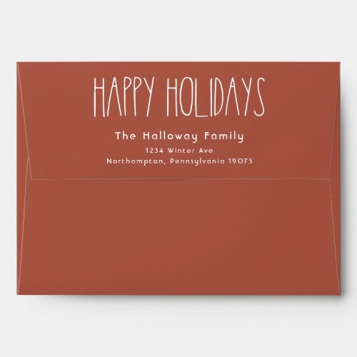 Red Boho Polka Dot Happy Holidays Invitation Envelope