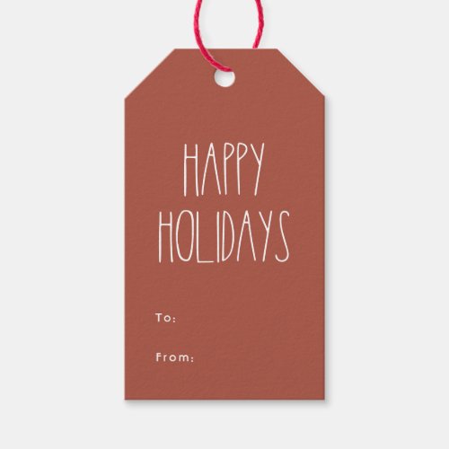 Red Boho Polka Dot Happy Holidays to from Gift Tags