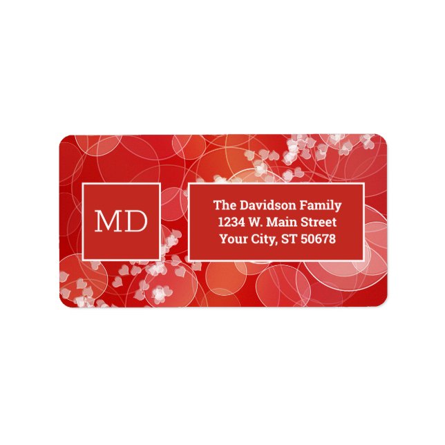 Red Bokeh Abstract Valentine's Label (Front)