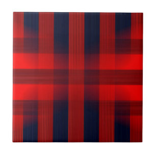 Red Bokeh Buffalo Plaid Ceramic Tile