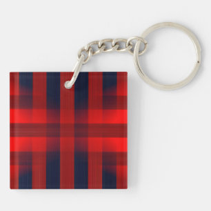 Red Bokeh Buffalo Plaid Keychain