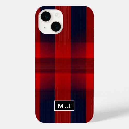 Red Bokeh Buffalo Plaid Monogram Case_Mate iPhone 14 Case