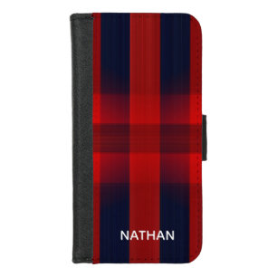 Red Bokeh Buffalo Plaid Personalised iPhone 8/7 Wallet Case