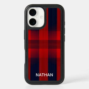 Red Bokeh Buffalo Plaid Personalised iPhone 16 Case