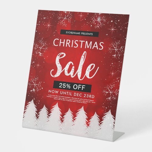 Red Bokeh Christmas Sale Retail Advertisement Pedestal Sign