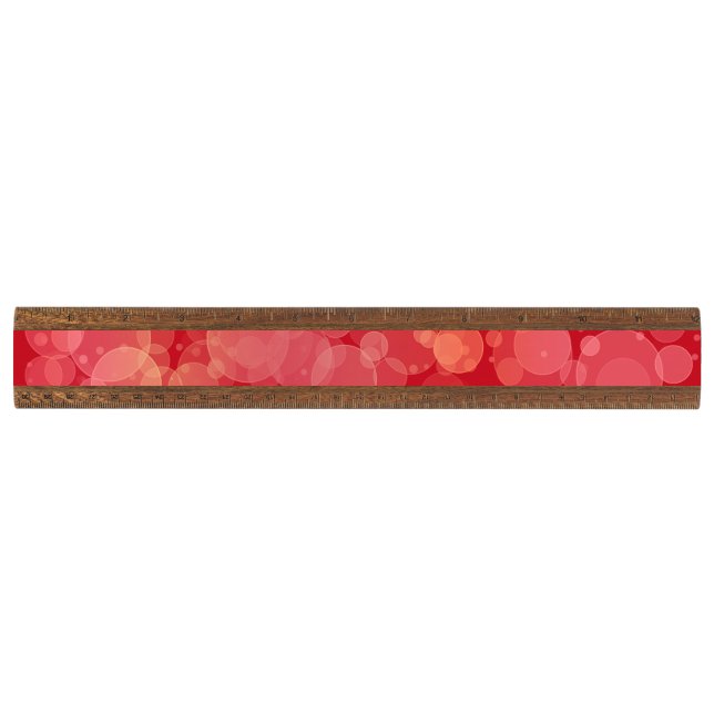 Red Bokeh Circles Glitter Ruler (Front)