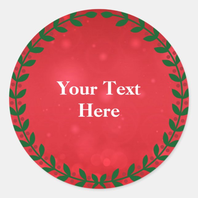 Red Bokeh Design Template, customizable,  Classic Round Sticker (Front)