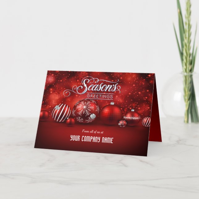 Red Bokeh Sparkle Elegance Corporate Folded Holiday Card (Front)