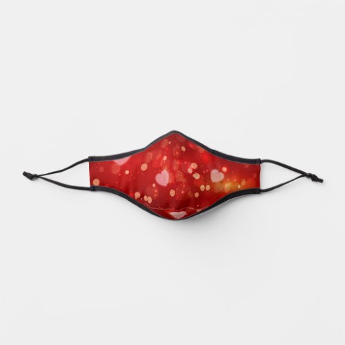 Red Bokeh Valentines hearts background Premium Face Mask