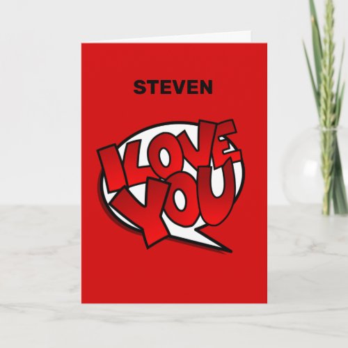 Red Bold  Bright Pop Art Style _ I Love You Card