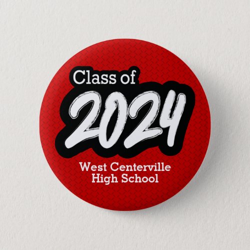 Red Bold Brush Class of 2024 Button