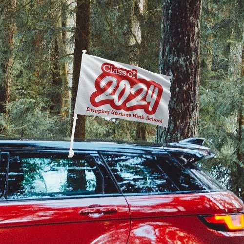 Red Bold Brush Class of 2024 Car Flag