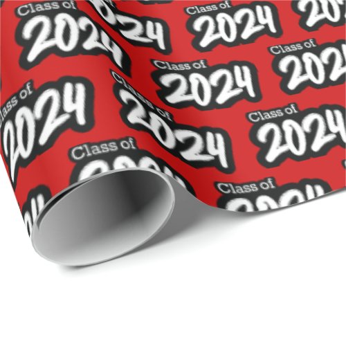 Red Bold Brush Class of 2024 Wrapping Paper