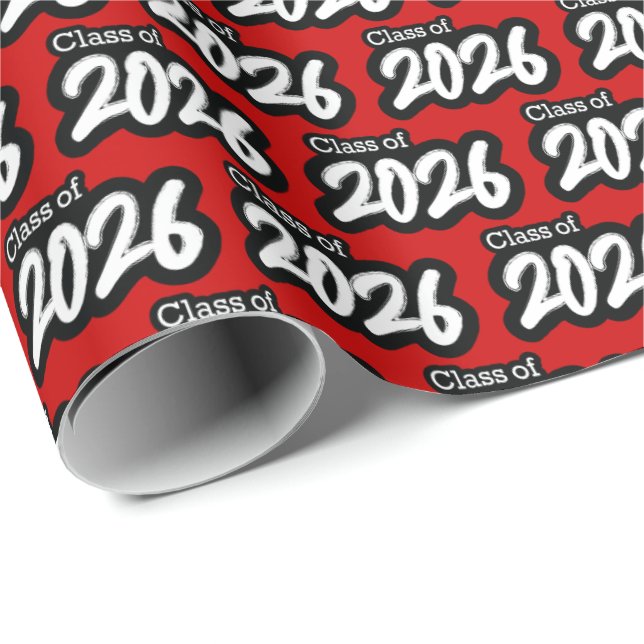Red Bold Brush Class of 2026 Wrapping Paper (Roll Corner)