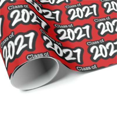 Red Bold Brush Class of 2027 Wrapping Paper