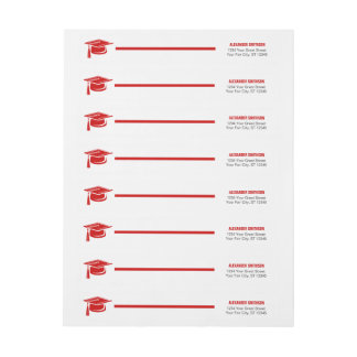 Red Bold Cap Graduation Wrap Around Label