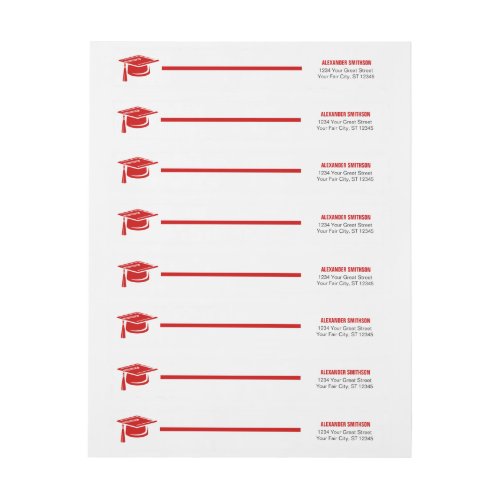 Red Bold Cap Graduation Wrap Around Label