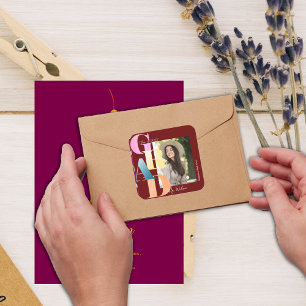 Red Bold Font Class of 2026 Photo Graduation Square Sticker