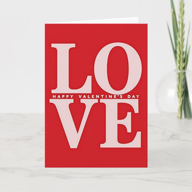 Red Bold Love Valentines Day Card (Front)