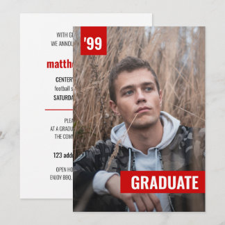 Red Bold & Modern Photo Graduation Invitation