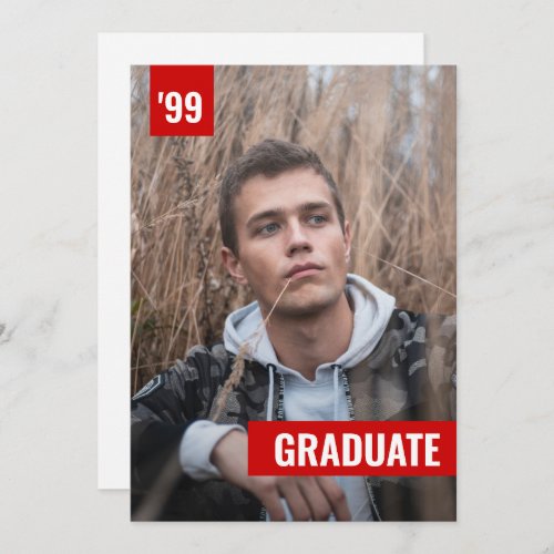 Red Bold  Modern Photo Graduation Invitation