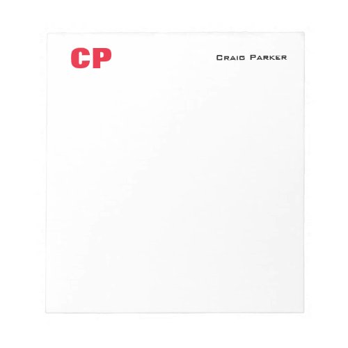 Red Bold Monogram Professional Plain Simple Notepad