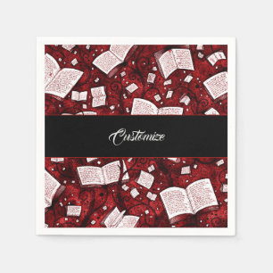 Red Books Background Napkins