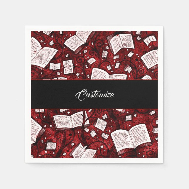 Red Books Background Napkins (Front)