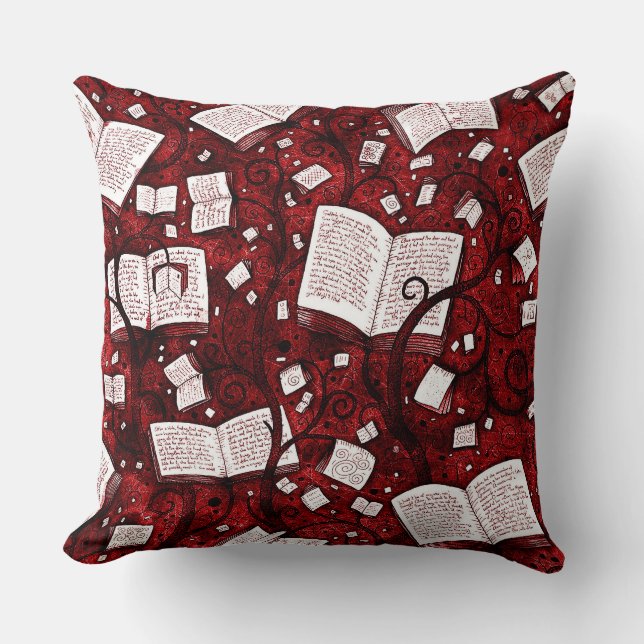 Red Books Background Throw Pillow (Front)