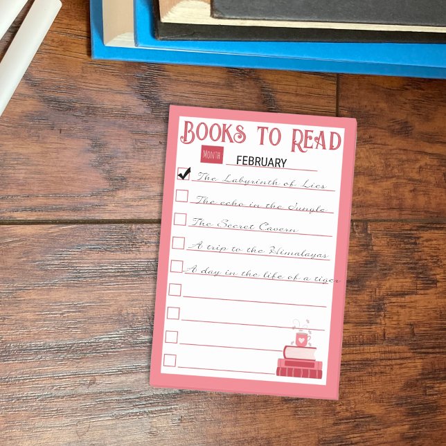 Red Books To Read List Notes (Monthly reading list post-it notes .)