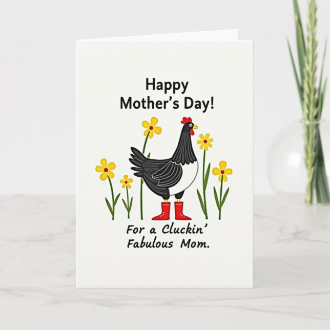 Red Boot Mothers Day Hen Card (Front)