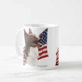 Red Border Collie head and Flag Coffee Mug (Front Left)