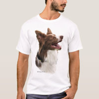 Red Border Collie head on t-shirt